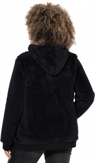 Ulla Popken Teddy Fleece Zip-Up Hoodie Black - φούτερ/Φούτερ με κουκούλα - 