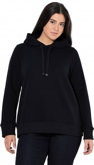 Ulla Popken Relaxed Fit Long Sleeve Hoodie Black - φούτερ/Φούτερ με κουκούλα - 