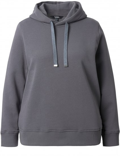 Ulla Popken Relaxed Fit Long Sleeve Hoodie Graphite Grey - φούτερ/Φούτερ με κουκούλα - 
