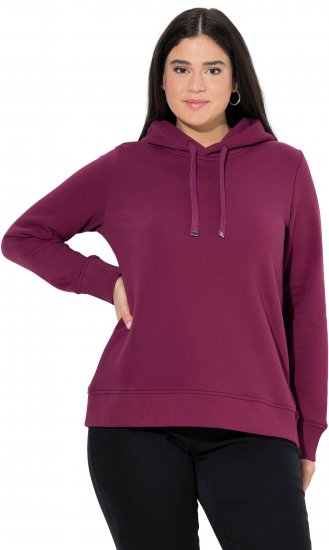 Ulla Popken Relaxed Fit Long Sleeve Hoodie Dark Berry - φούτερ/Φούτερ με κουκούλα - 