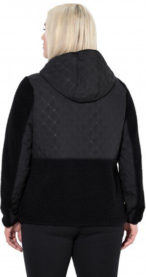 Ulla Popken Mixed Texture Hoodie Black - φούτερ/Φούτερ με κουκούλα - 