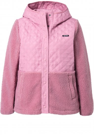 Ulla Popken Mixed Texture Hoodie Wildberry - φούτερ/Φούτερ με κουκούλα - 