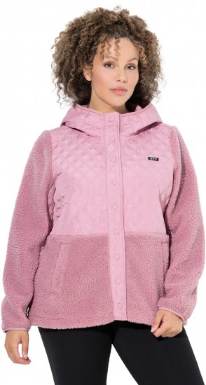 Ulla Popken Mixed Texture Hoodie Wildberry - φούτερ/Φούτερ με κουκούλα - 