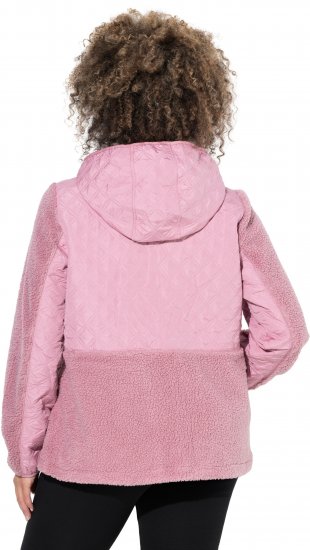 Ulla Popken Mixed Texture Hoodie Wildberry - φούτερ/Φούτερ με κουκούλα - 