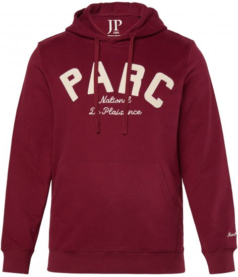 JP1880 Hoodie with Embroidery Aubergine - φούτερ/Φούτερ με κουκούλα - φούτερ/Φούτερ με κουκούλα ανδρικά μεγάλα μεγέθη 