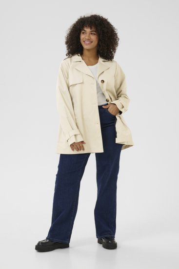 Kaffe Curve Tricia Μπουφάν Γκρι πούπουλο - Μπουφάν & παλτά - 