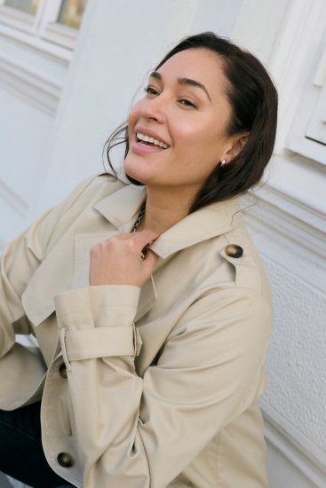 Kaffe Curve Tricia Μπουφάν Γκρι πούπουλο - Μπουφάν & παλτά - 