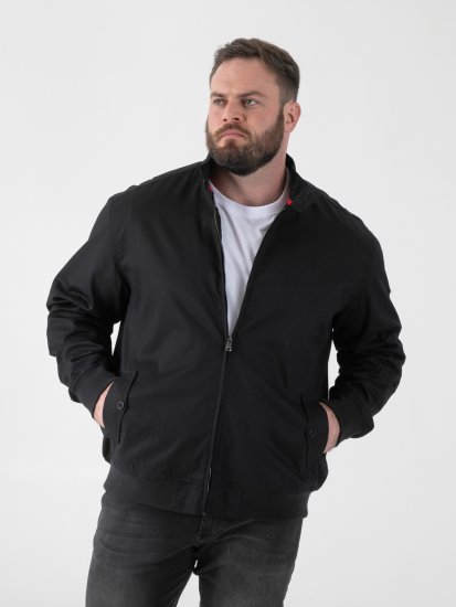 D555 Kent Elastic Rib Hem & Cuffs Harrington Jacket Black - Μπουφάν - Aνδρικά μπουφαν μεγάλα μεγέθη