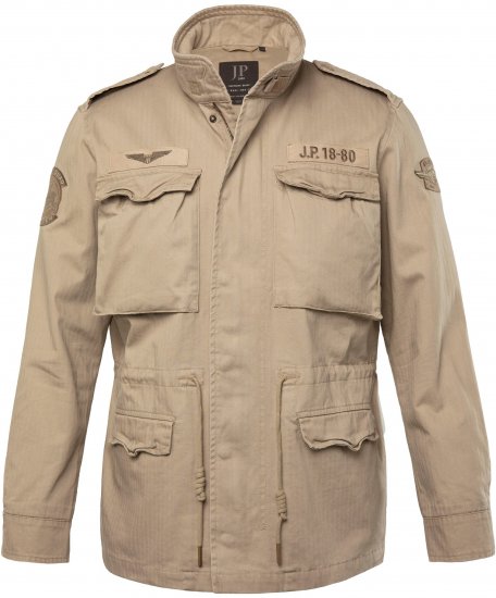 JP1880 Field Jacket with Badges Vintage Look Dark Beige - Μπουφάν - Aνδρικά μπουφαν μεγάλα μεγέθη