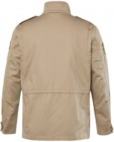 JP1880 Field Jacket with Badges Vintage Look Dark Beige - Μπουφάν - Aνδρικά μπουφαν μεγάλα μεγέθη