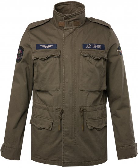 JP1880 Field Jacket with Badges Vintage Look TALL Moss Green - TALL Μπουφάν - 