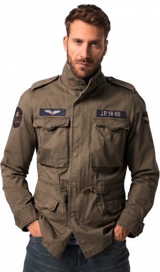 JP1880 Field Jacket with Badges Vintage Look TALL Moss Green - TALL Μπουφάν - 