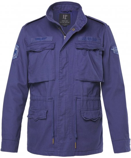 JP1880 Field Jacket with Badges Vintage Look Light Azure Blue - Μπουφάν - Aνδρικά μπουφαν μεγάλα μεγέθη