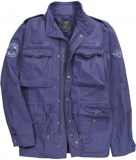 JP1880 Field Jacket with Badges Vintage Look Light Azure Blue - Μπουφάν - Aνδρικά μπουφαν μεγάλα μεγέθη