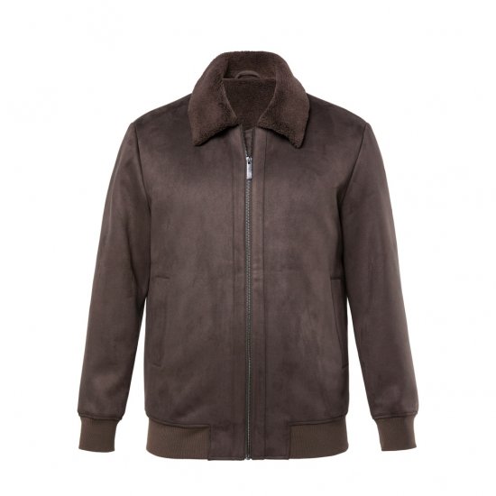 JP1880 Bomber Jacket Faux Leather Dark Brown - Μπουφάν - Aνδρικά μπουφαν μεγάλα μεγέθη