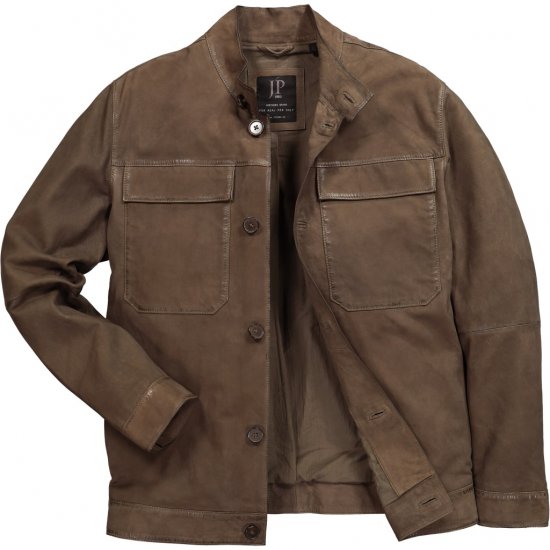 JP1880 Leather Jacket Lambskin Suede Brown - Μπουφάν - Aνδρικά μπουφαν μεγάλα μεγέθη