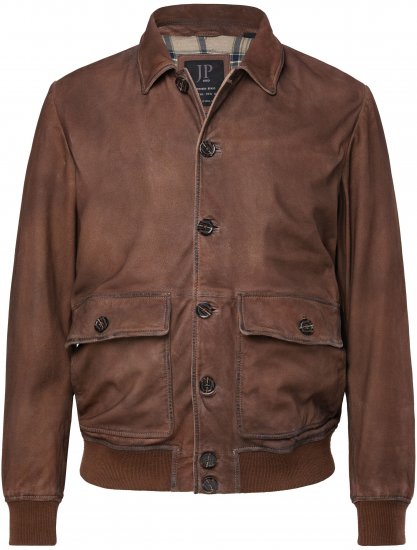 JP1880 Finest Goat Suede Leather Blouson Tobacco Brown - Μπουφάν - Aνδρικά μπουφαν μεγάλα μεγέθη