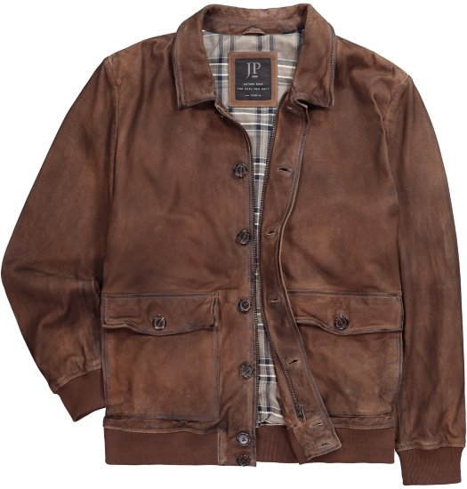 JP1880 Finest Goat Suede Leather Blouson Tobacco Brown - Μπουφάν - Aνδρικά μπουφαν μεγάλα μεγέθη
