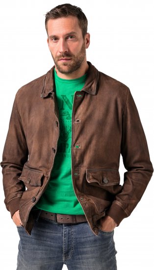 JP1880 Finest Goat Suede Leather Blouson Tobacco Brown - Μπουφάν - Aνδρικά μπουφαν μεγάλα μεγέθη