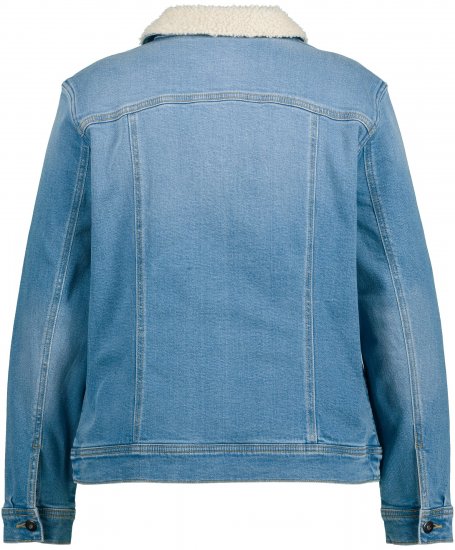 Ulla Popken Teddy Fleece Lined Denim Jacket Blue Denim - Μπουφάν - 