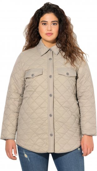 Ulla Popken Quilted Water Repellent Shirt Jacket Medium Grey - Μπουφάν - 
