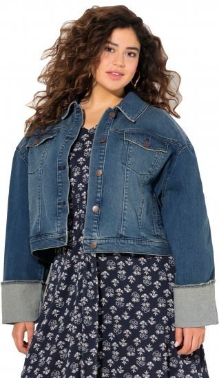 Ulla Popken Wide Cuff Denim Jacket Blue Denim - Μπουφάν - 