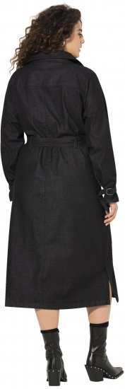Ulla Popken Denim Acid Wash Trench Coat Black - Μπουφάν - 