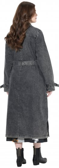 Ulla Popken Denim Acid Wash Trench Coat Grey Denim - Μπουφάν - 