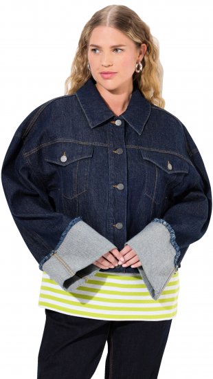Ulla Popken Stretch Fit Cropped Denim Jacket Rinsed Wash - Μπουφάν - 