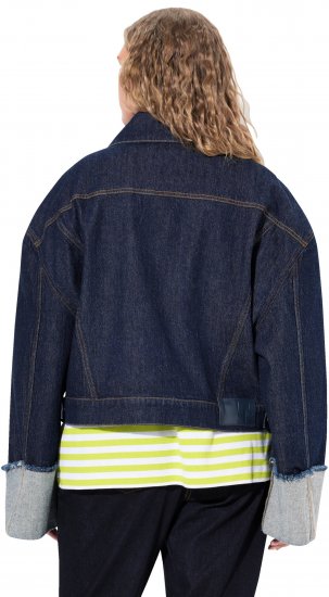 Ulla Popken Stretch Fit Cropped Denim Jacket Rinsed Wash - Μπουφάν - 