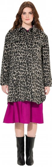 Ulla Popken Leopard Print Shirt Jacket Black - Μπουφάν - 