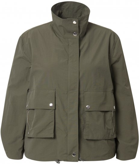 Ulla Popken Cargo Style Elastic Hem Jacket Olive Grey - Μπουφάν - 