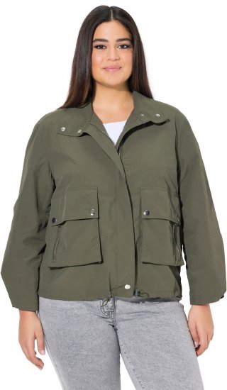 Ulla Popken Cargo Style Elastic Hem Jacket Olive Grey - Μπουφάν - 