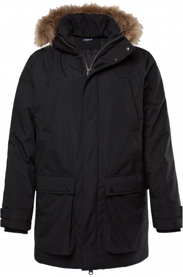 Men Plus Parka With Fur Hood Black - Μπουφάν - Aνδρικά μπουφαν μεγάλα μεγέθη