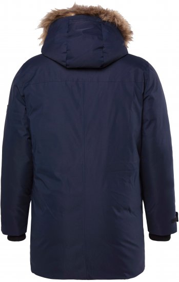 Men Plus Parka With Fur Hood Navy - Μπουφάν - Aνδρικά μπουφαν μεγάλα μεγέθη