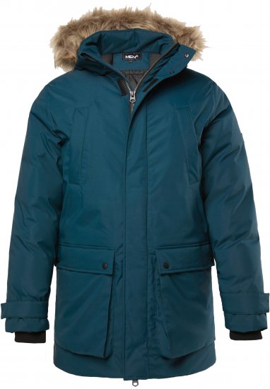 Men Plus Parka With Fur Hood Dark Green - Μπουφάν - Aνδρικά μπουφαν μεγάλα μεγέθη
