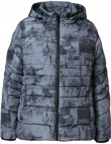 Ulla Popken HYPRAR Quilted Abstract Print Jacket Black - Μπουφάν - 