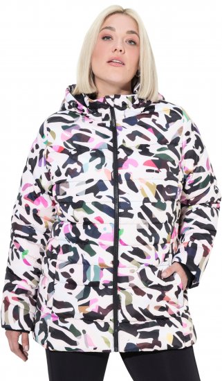Ulla Popken HYPRAR Water-Repellent Allover Print Jacket Pale Beige - Μπουφάν - 