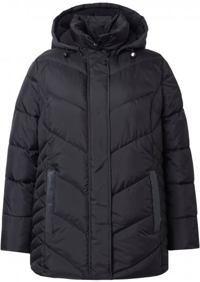 Ulla Popken HYPRAR Reflective Detail Quilted Jacket Black - Μπουφάν - 