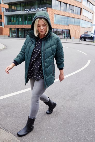 Ulla Popken HYPRAR Reflective Detail Quilted Jacket Dark Green - Μπουφάν - 