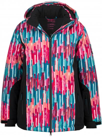 Ulla Popken HYPRAR Graphic Stripe Fully Lined Ski Jacket Teal - Μπουφάν - 