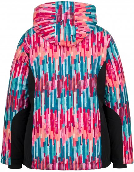 Ulla Popken HYPRAR Graphic Stripe Fully Lined Ski Jacket Teal - Μπουφάν - 