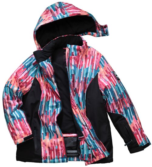 Ulla Popken HYPRAR Graphic Stripe Fully Lined Ski Jacket Teal - Μπουφάν - 