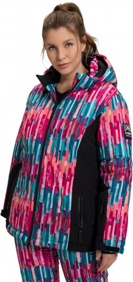 Ulla Popken HYPRAR Graphic Stripe Fully Lined Ski Jacket Teal - Μπουφάν - 