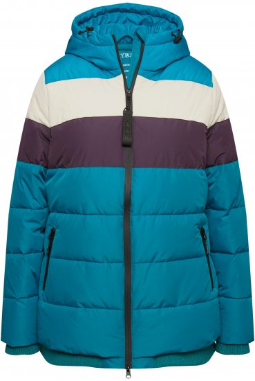 Ulla Popken HYPRAR Striped Triple Function Fully Lined Quilted Jacket Dark Petrol - Μπουφάν - 