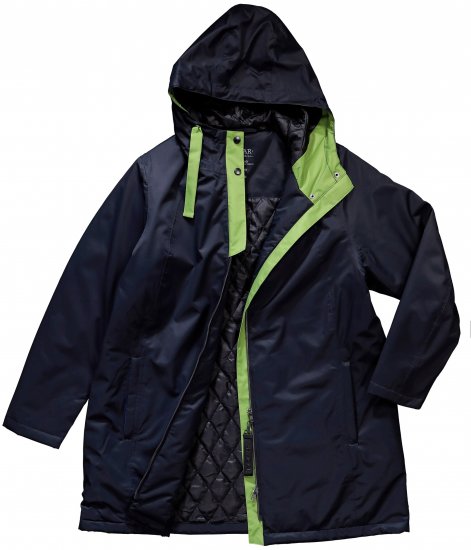 Ulla Popken HYPRAR Triple Function Contrast Trim Quilted Lining Jacket Navy - Μπουφάν - 