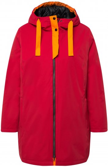 Ulla Popken HYPRAR Triple Function Contrast Trim Quilted Lining Jacket Salsa Red - Μπουφάν - 
