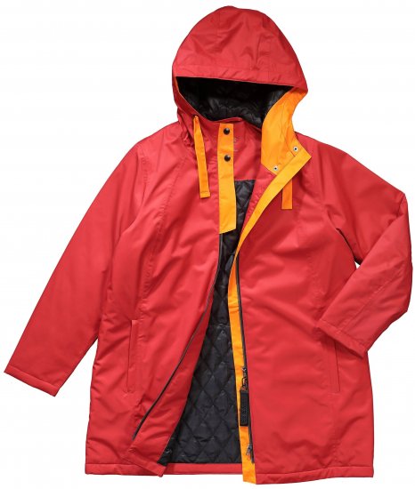Ulla Popken HYPRAR Triple Function Contrast Trim Quilted Lining Jacket Salsa Red - Μπουφάν - 