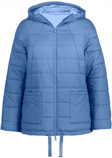 Ulla Popken Reversible Butterfly Print Fully Lined Quilted Jacket Blue Denim - Μπουφάν - 