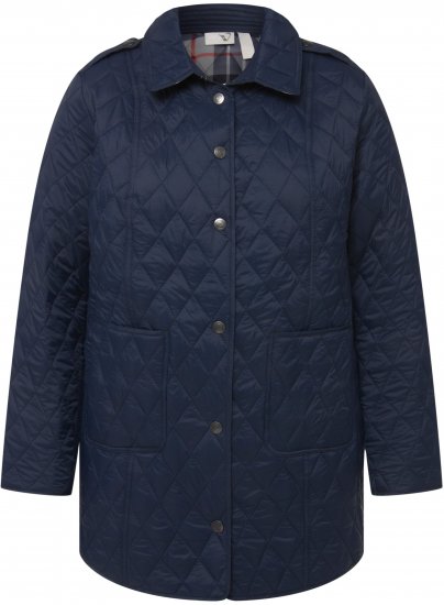 Ulla Popken Quilted Jacket with Plaid Lining Navy - Μπουφάν - 